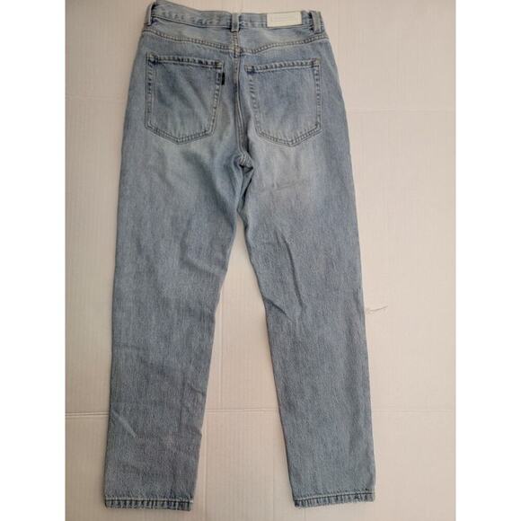 NEON BLONDE Light Blue Straight Leg Jeans with Leopard Detail - Picture 12 of 15